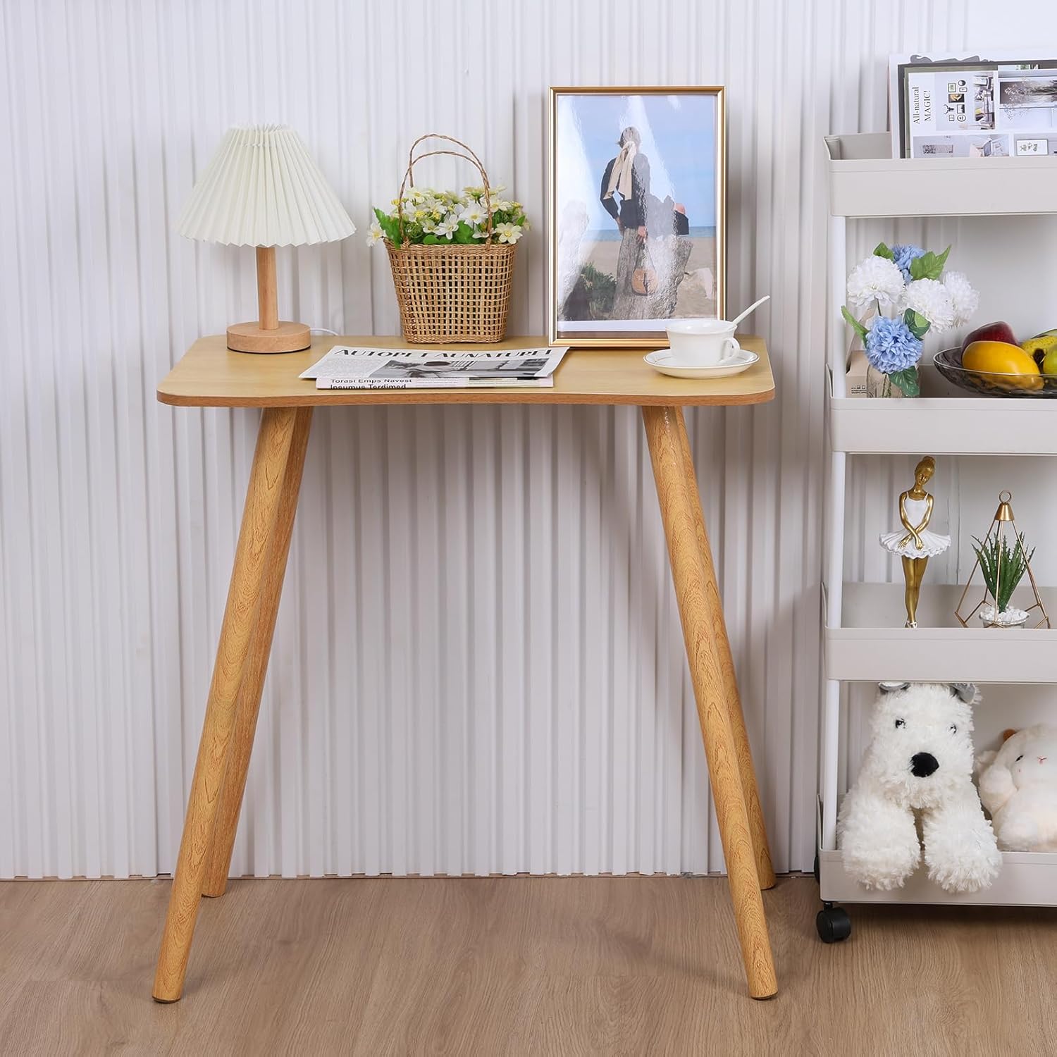Ergonomic Design Wooden Writing Computer Desk Modern Nordic Style Home Office Student Writing Table Spacious Desktop PC Laptop
