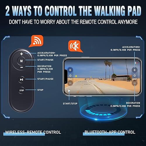 Miniatura 5 de FYSIQ Caminadora de escritorio para caminar, para oficina en casa, máquina 2 en 1 para caminar y trotar, con métodos de control remoto dual