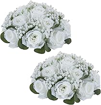 NUPTIO Wedding Table Centerpieces: 2 Pieces 22 cm Diameter White Ball Artificial Flower for Party Decoration – Gypsophila Fake Pink Flower for Birthday