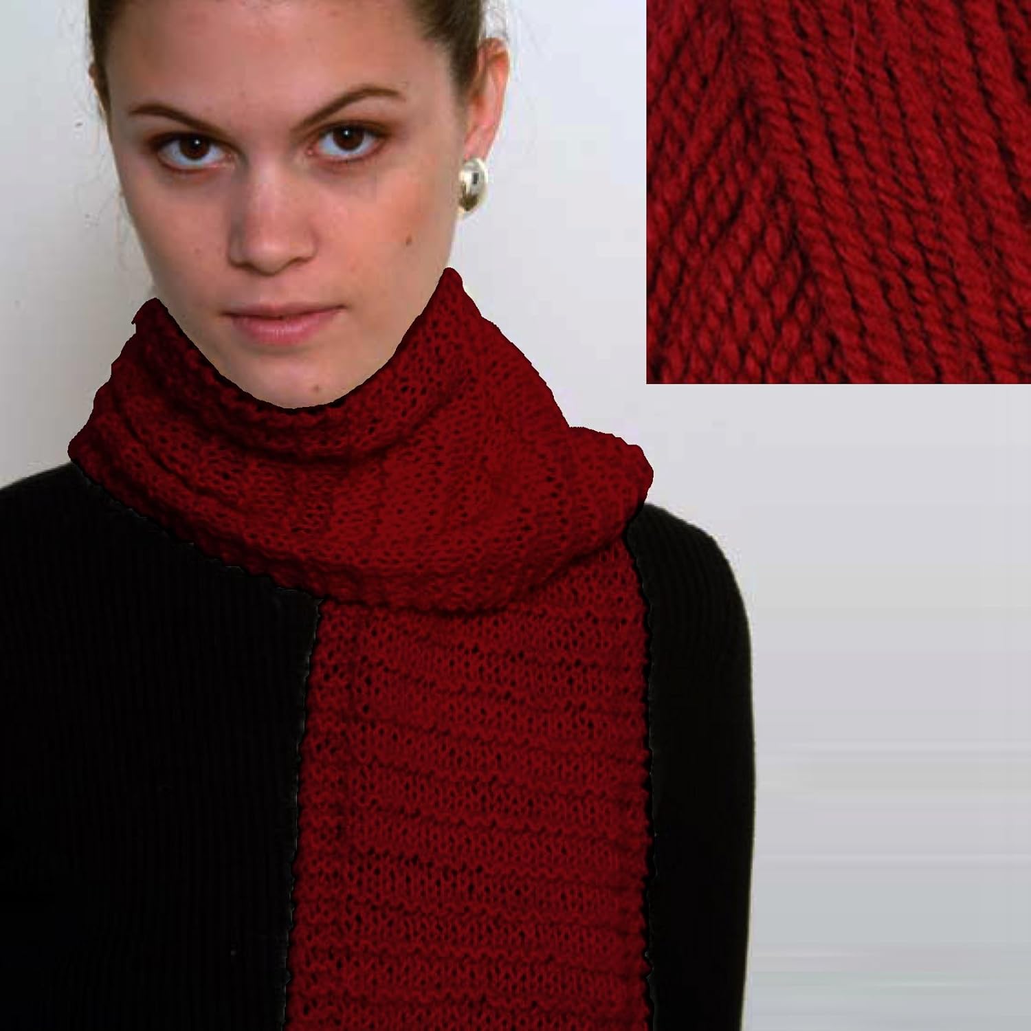 Beginner's Scarf Knit Kit with Encore Worsted Yarn (Cranberry Red)