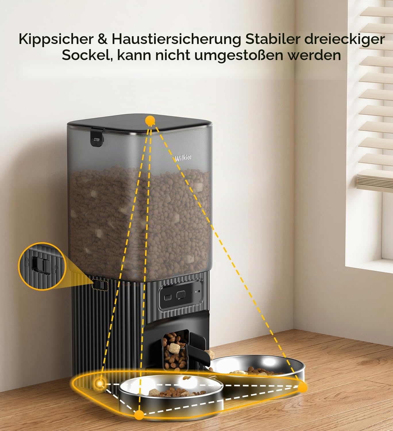 Futterautomat Katze 2 Näpfe 7L mit APP, Automatischer Futterspender