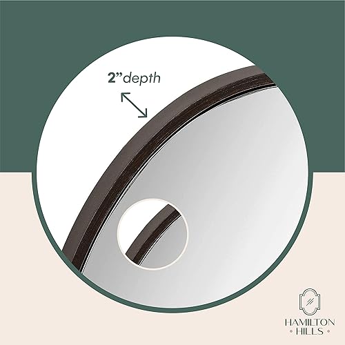 Miniatura 4 de Espejo de pared grande y moderno con marco circular, panel de vidrio flotante plateado de primera calidad, tocador, dormitorio o baño, colgante.