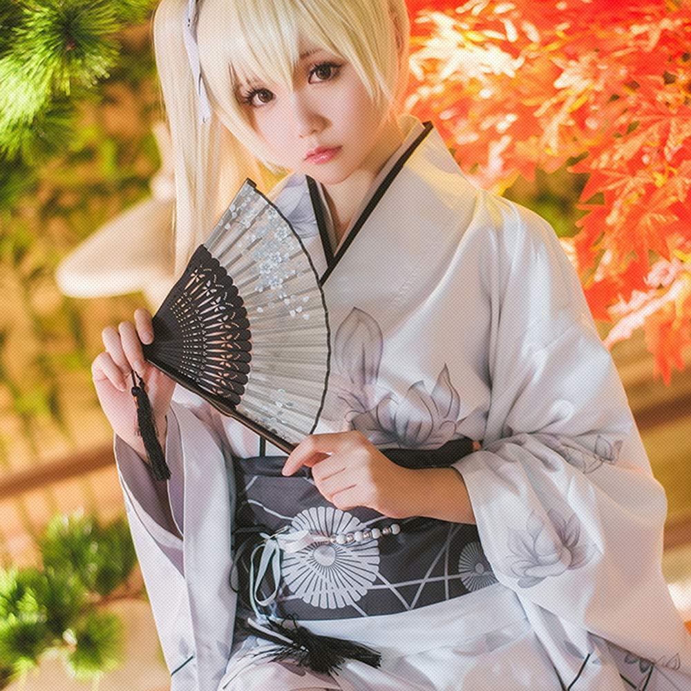 YOMORIO Womens Traditional Japanese Kimono Lolita Anime Cosplay Costume Dress Sexy Lingerie Outfit