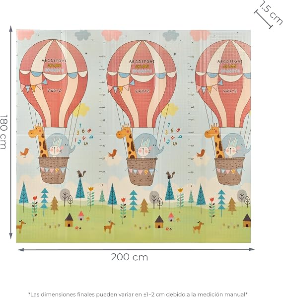 MS Fancy - Alfombra de Juegos para Bebé 180x200 cm - Doble Cara, Tapete Muy acolchado (1.5 cm Grosos), Plegable y con Bolsa de transporte - 2