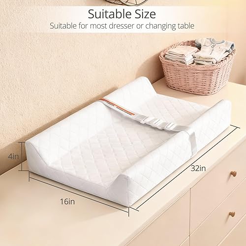 Miniatura 6 de Cambiador impermeable para bebé, tapete cambiador de pañales antideslizante y lavable con correa de seguridad de 32 x 16 pulgadas, cambiador