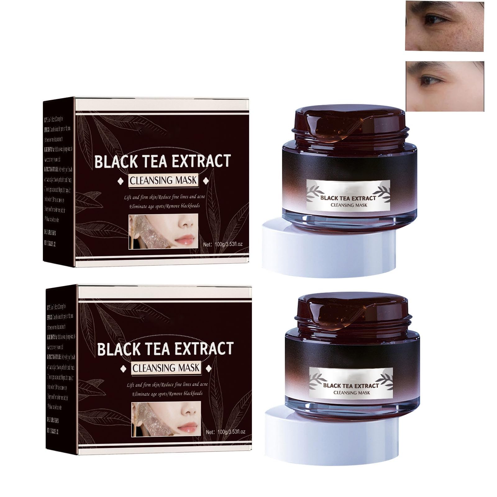 GYORI2 Pcs Tazo Black Tea Peel Off Mask, Herbal Refining Black Tea Skinning Face Mask, Black Tea Firming Overnight Mask, Blackhead Remover, Deep Cleaning Pores