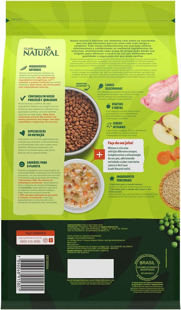 Ração Guabi Natural Cães Sênior Raças Mini e Pequeno Frango e Arroz Integral 2,5 kg