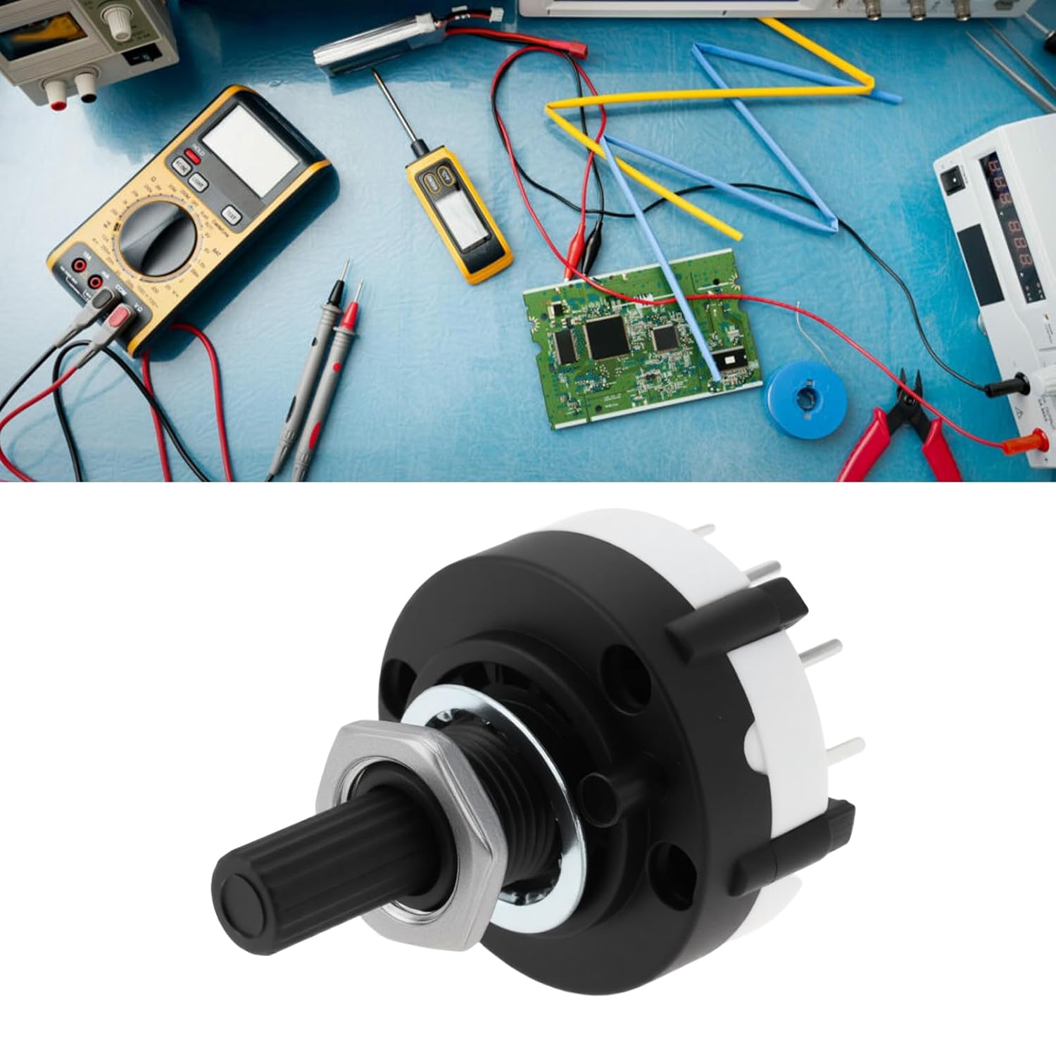 OTOTEC 5pcs Rotary Switch 26x38mm Step Switch 0.3 A 125-250V for PCB Mounting (1 Pole 12 Way)