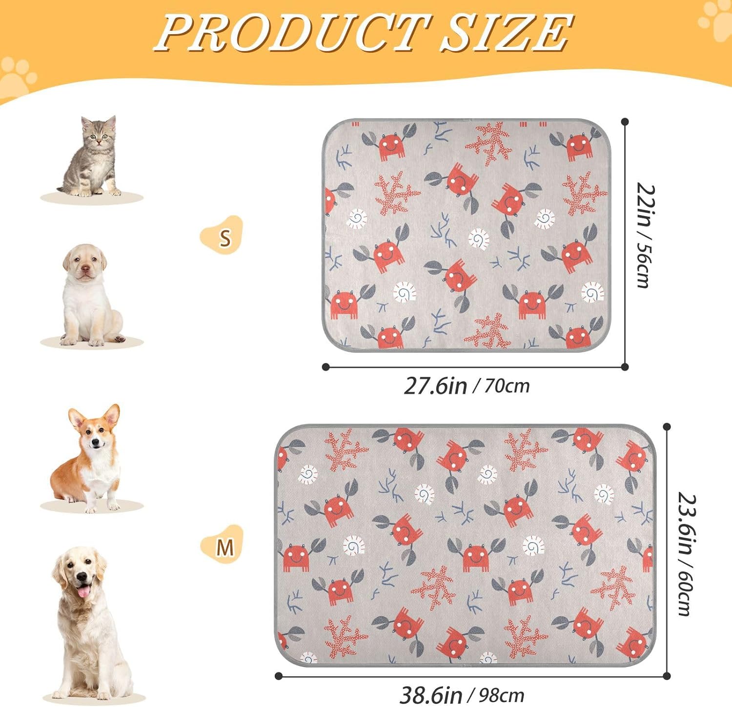 review Cute Cheerful Crab Sea Shells Cooling Mat for Cats, Dogs, Kennels, Summer Cool Bed Mats Breathable Ice Cool Pads,Medium