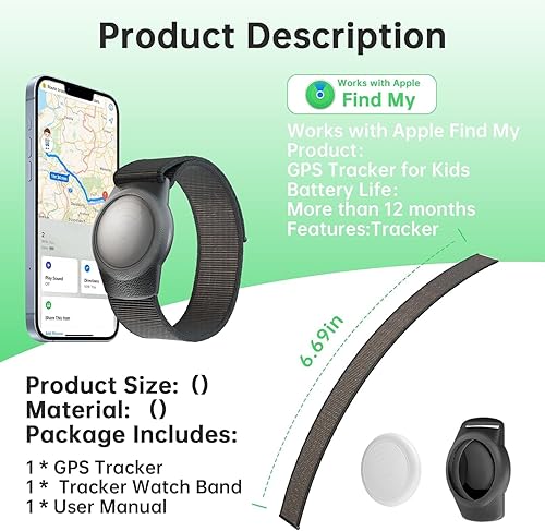 Miniatura 3 de Rastreador GPS para niños, rastreador de niños en tiempo real funciona con Apple Find My App (solo iOS, no para Android), rastreador GPS ligero,