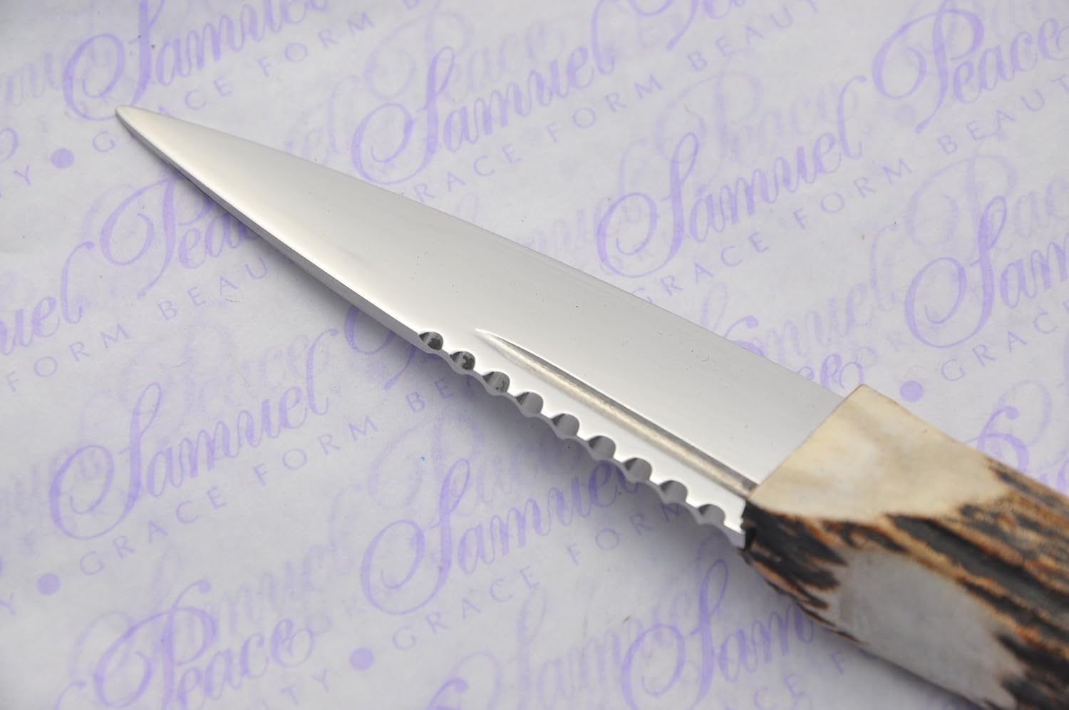 Genuine Sambar Stag Handle Sheffield Carbon Steel Sgian Dubh Boxed with Leather Sheath