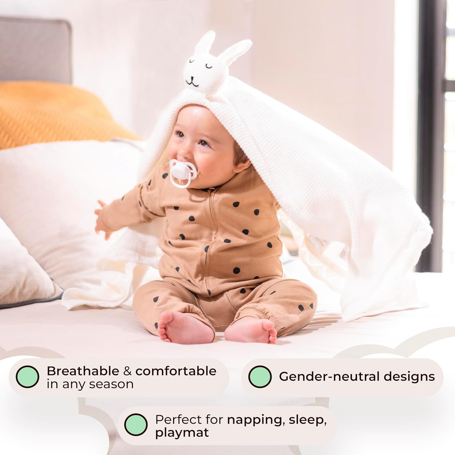 Christian Baby Blanket with Organic Lovey, Newborn Blankets for Boys & Girls with Bible Verse, Super Soft Knit Cotton, Gender Neutral, Christian Baby Gifts, Creme White - Image 4