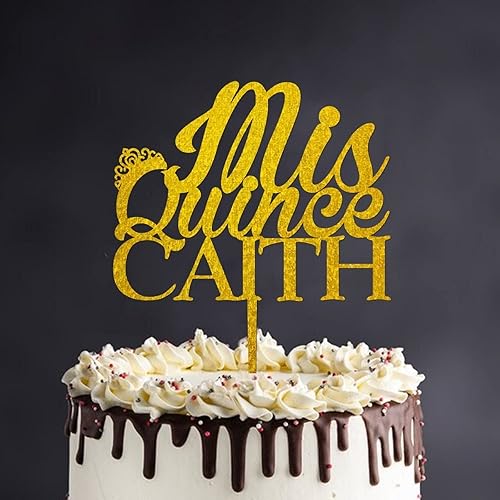 Nombres personalizados, números, colores, decoración para tartas de feliz cumpleaños, colección Mis Quince Happy 15th Birthday grabado, postre,