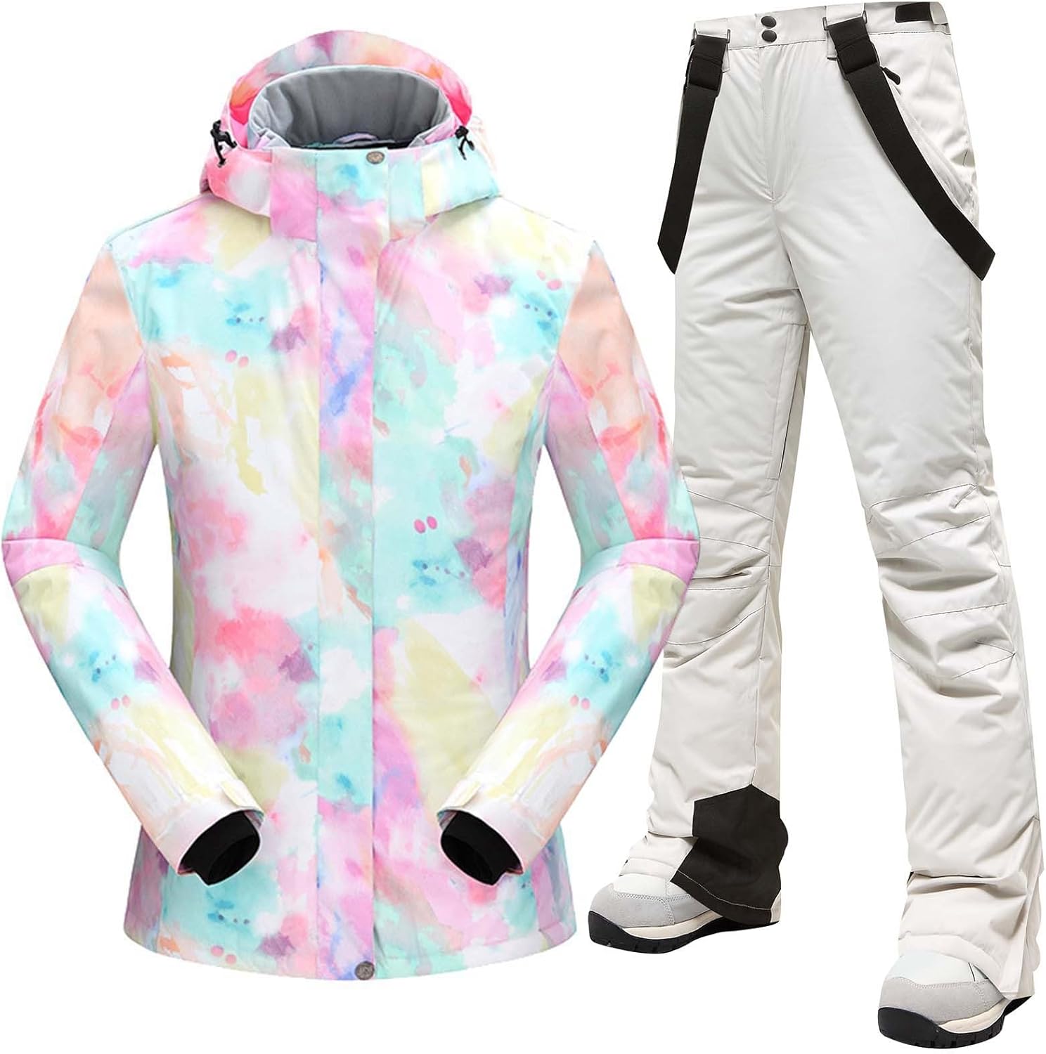 Women's Waterproof Windproof Ski Jackets & Pants Set Snowboarding Snow Suit Hooded Snow Coat Outfits