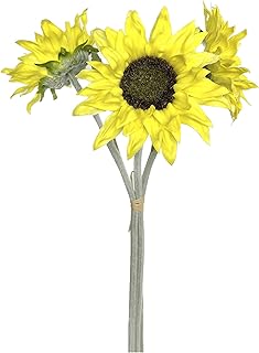 Angel Isabella Pack of 3 stems-15 Long Lifelike Real Touch Faux Sunflower Bundle (Yellow)