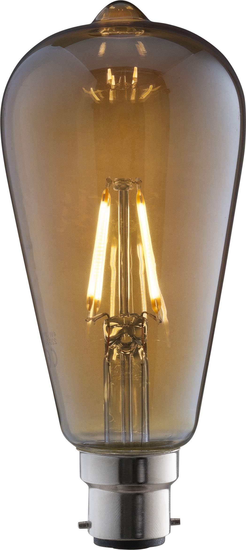 TCP Decorative Filament 420L ST64 4W Amber B22/BC Non Dimmable 2400 Kelvin