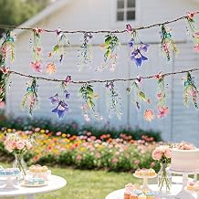 2Pcs Wildflower Garland with Butterfly, Wildflower Party Decorations
