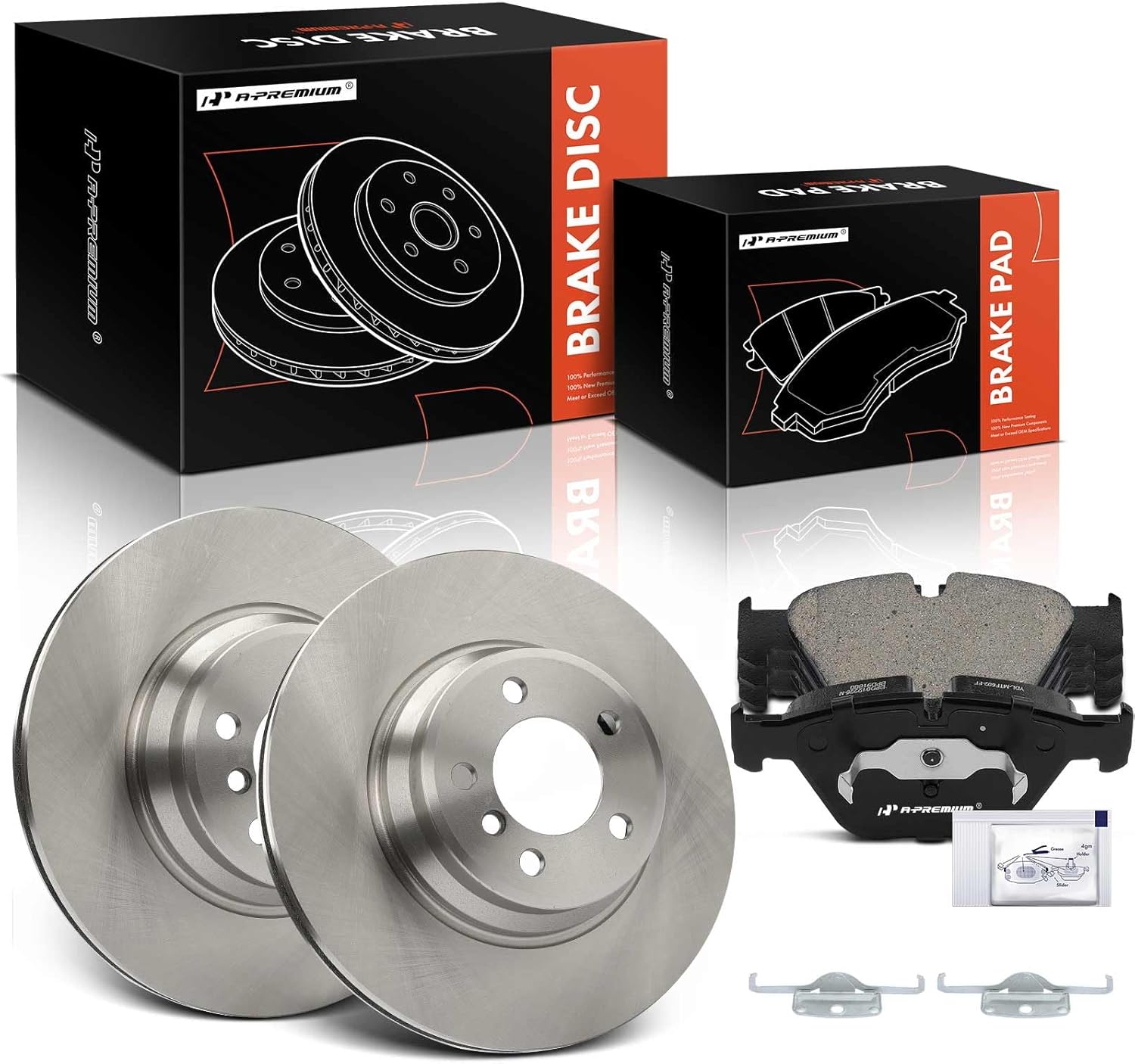 A-Premium 13.69 inch (347.8 mm) Front Vented Disc Brake Rotors + Ceramic Pads Kit Compatible with Select BMW Models - 745i/745Li 2002-2005, 750i/750Li 2006-2008, 760i 2004-2006, 760Li 2003-2008
