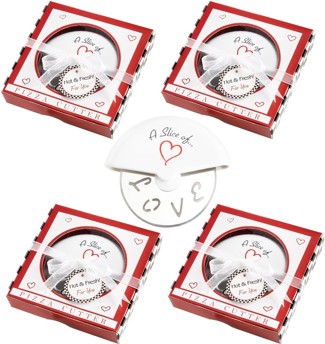 30 Pcs Mini Stainless Steel Pizza Cutter for Bridal Wedding Favor Baby Showers Souvenirs Guest Return Gift Individual Package (red)