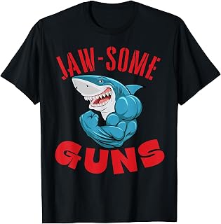 Jaw-some Guns Shark | Funny Gym, Muscle, and Casual T-Shirt