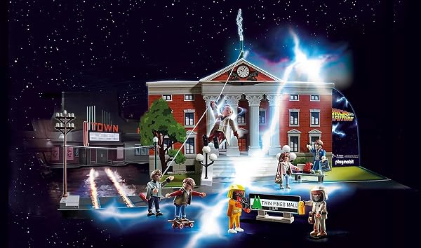 Besuche den PLAYMOBIL- PLAYMOBIL Adventskalender 2021-70574 Back to The Future mit Sammelfiguren und Zubehörteilen der Science-Fiction-Triologie hinter jedem Türchen, 97-teilig, Ab 5 Jahren in use
