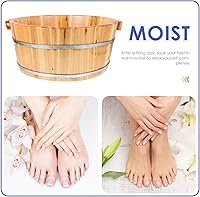 Vista 2 de Yardwe Cuenca de pie de madera para pies, cubo de pedicura, masajeador de barril para baño, masaje, spa, sauna, remojo, pedicura, masajeador