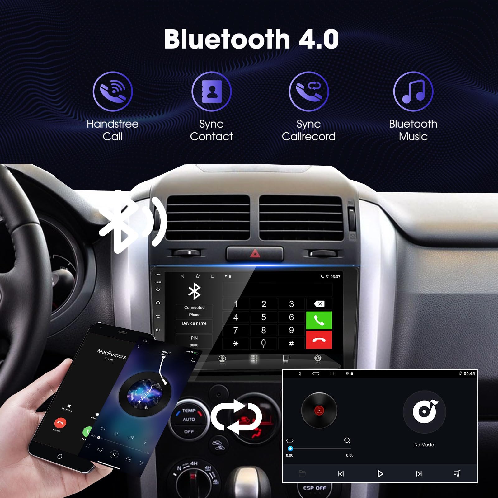 Ezonetronics Android 10.1 radio samochodowe stereo do Suzuki Grand Vitara 2006-2013 9-calowy ekran dotykowy wysokiej rozdzielczości nawigacja GPS Bluetooth USB WIFI AM FM RDS lustro link odtwarzacz 2G