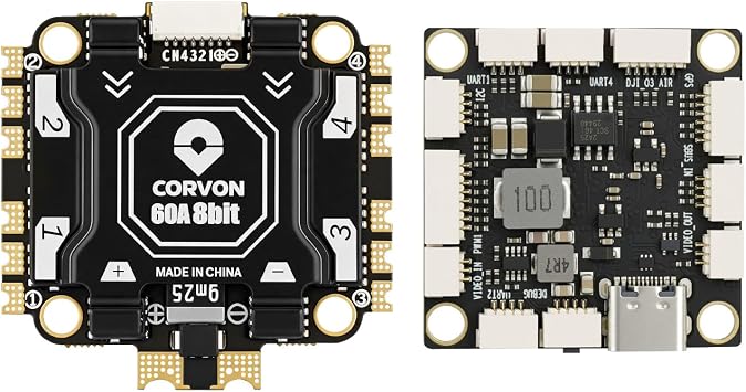 F405 Flight Controller with 60A 8 bit ESC 30x30 Stack Supports 2-6S LiPo, O3, Dual BEC, Compatible with Betaflight, INAV, Ardupilot for FPV & Racing Drones