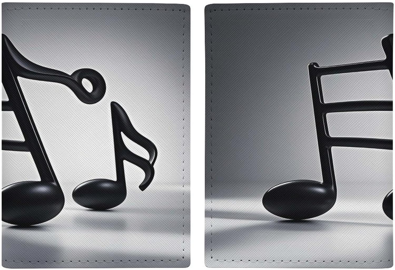 Black White Music Note Passport Holder Ultra Slim PU Leather Travel Document Organizer Compact Premium International US Passport Protector Cover for Women Men