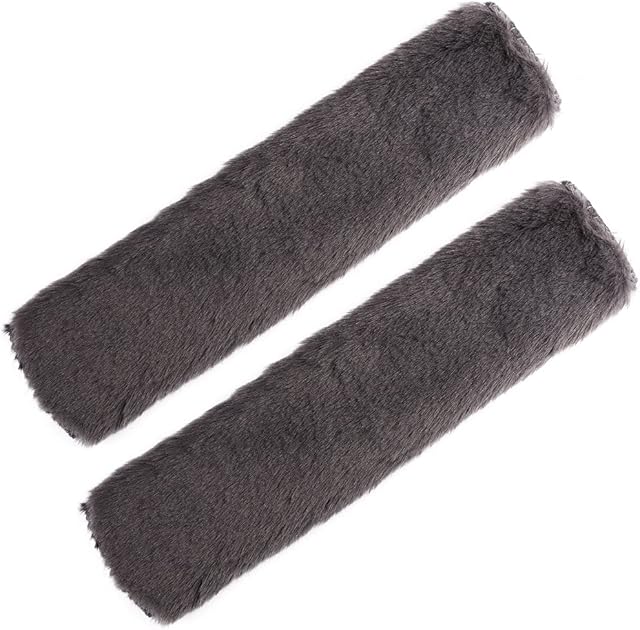 2 Pack Seat Belt Pads, Seatbelt Strap Cover Soft Faux Big Rabbit Fur Car Seat Belt Covers Comfort Car Harness Pads Protect Shoulder Neck Padding for Kids, Adults(Gray)