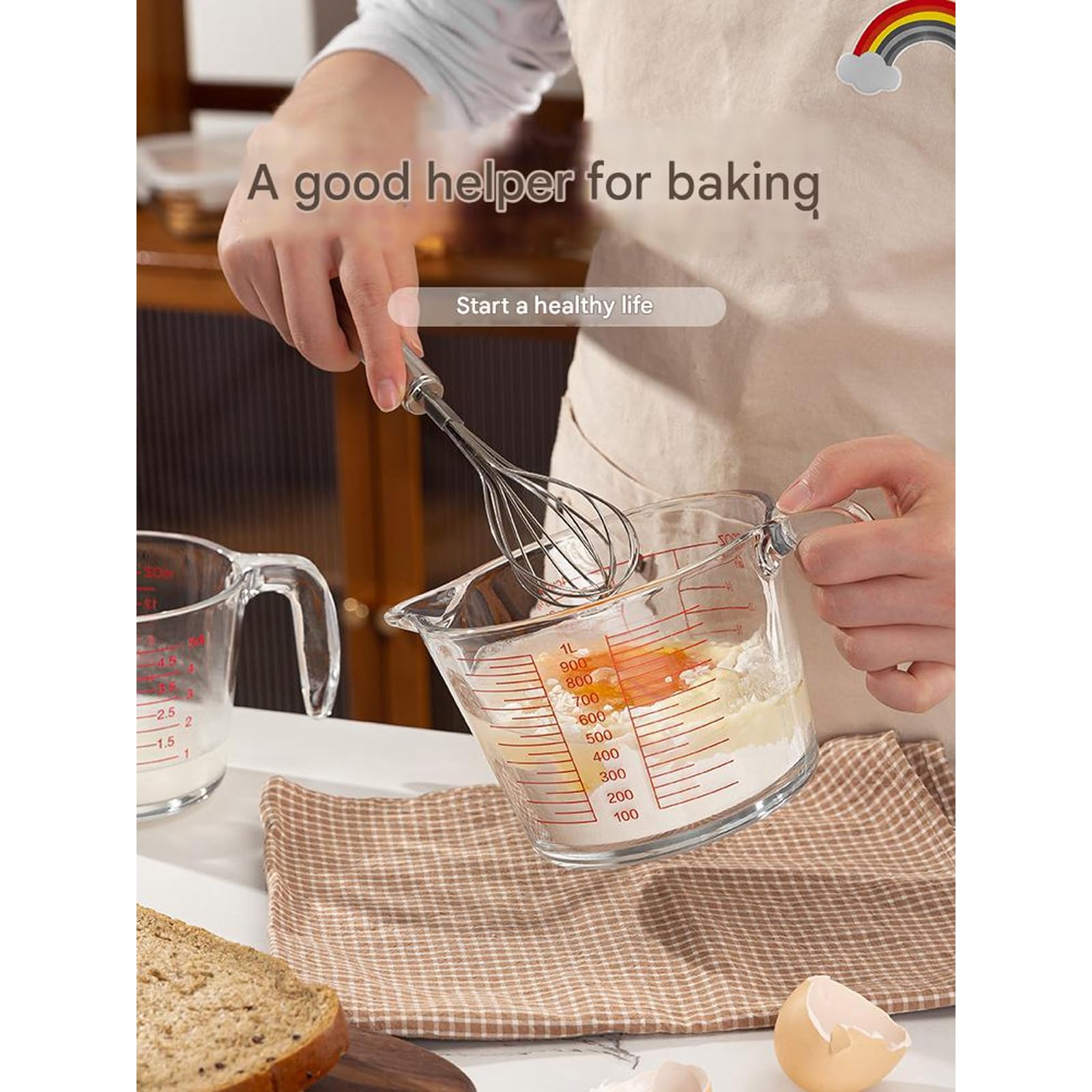 Glas Messbecher Backen und Kochen, klare Messmarkierungen, hohe Temperaturbeständigkeit, Küchenwerkzeug, Küchen Messbecher Backen