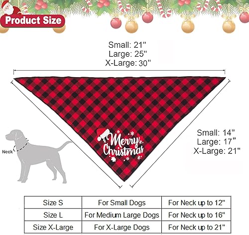 Miniatura 4 de ADOGGYGO Bandana de Navidad para perro, pajarita, pañuelo de Navidad a cuadros rojos para perro, bufanda triangular para perro, accesorios de