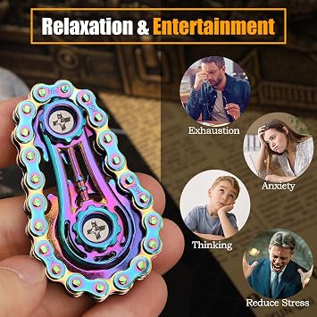 Fidget Sprocket Chain Spinner, Assemble Fidget Spinner Ring Gear Toys for Kids Adults, Metal Sprocket Gear Fidgeting Sensory Bike Chain, EDC Stress Relief Hand Roller Kinetic Desk Office Gift