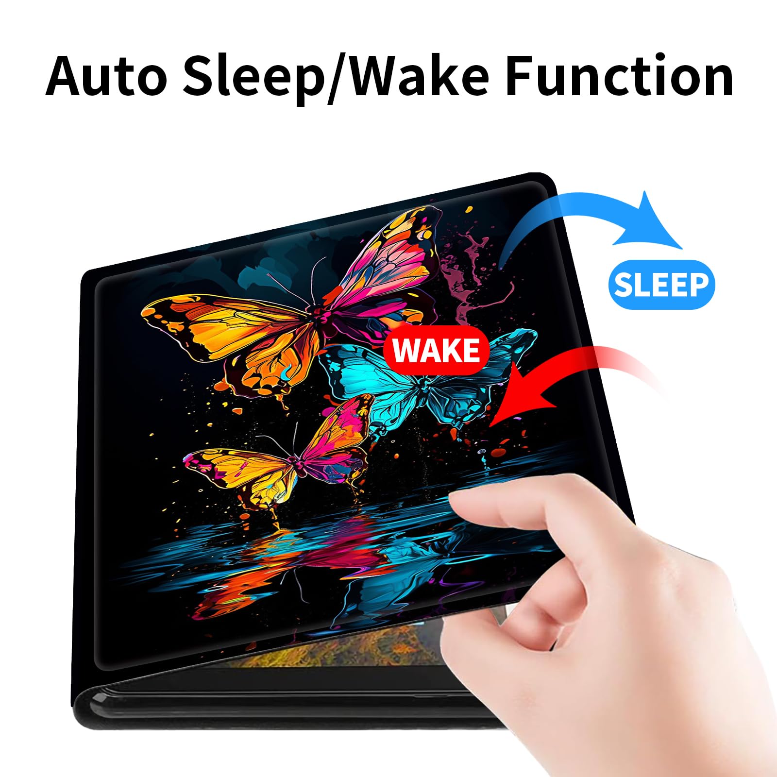 Funda para tablet Amazon Kindle Fire 7 (7 pulgadas, 9ª/7ª/5ª generación, versión 2019/2017/2015), funda protectora delgada de piel sintética con soporte ajustable con encendido y apagado automático