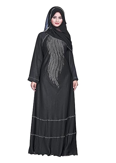 Khadija Fashion, Very Soft Imported Nida Fabric Beautiful Silver Color Leafy Design Embroidery 