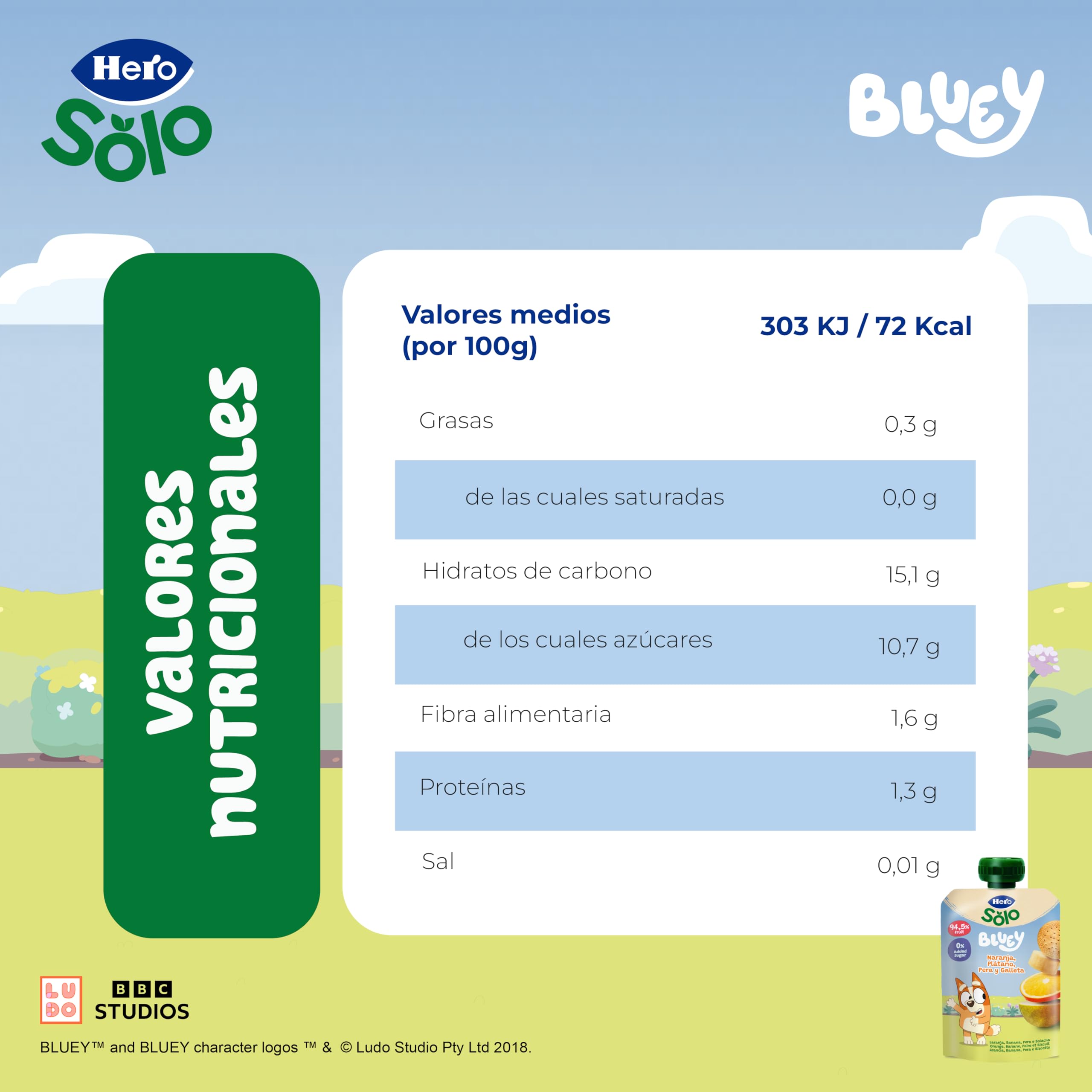 Alimento infantil con puré de frutas y galleta Hero bolsa 100 g