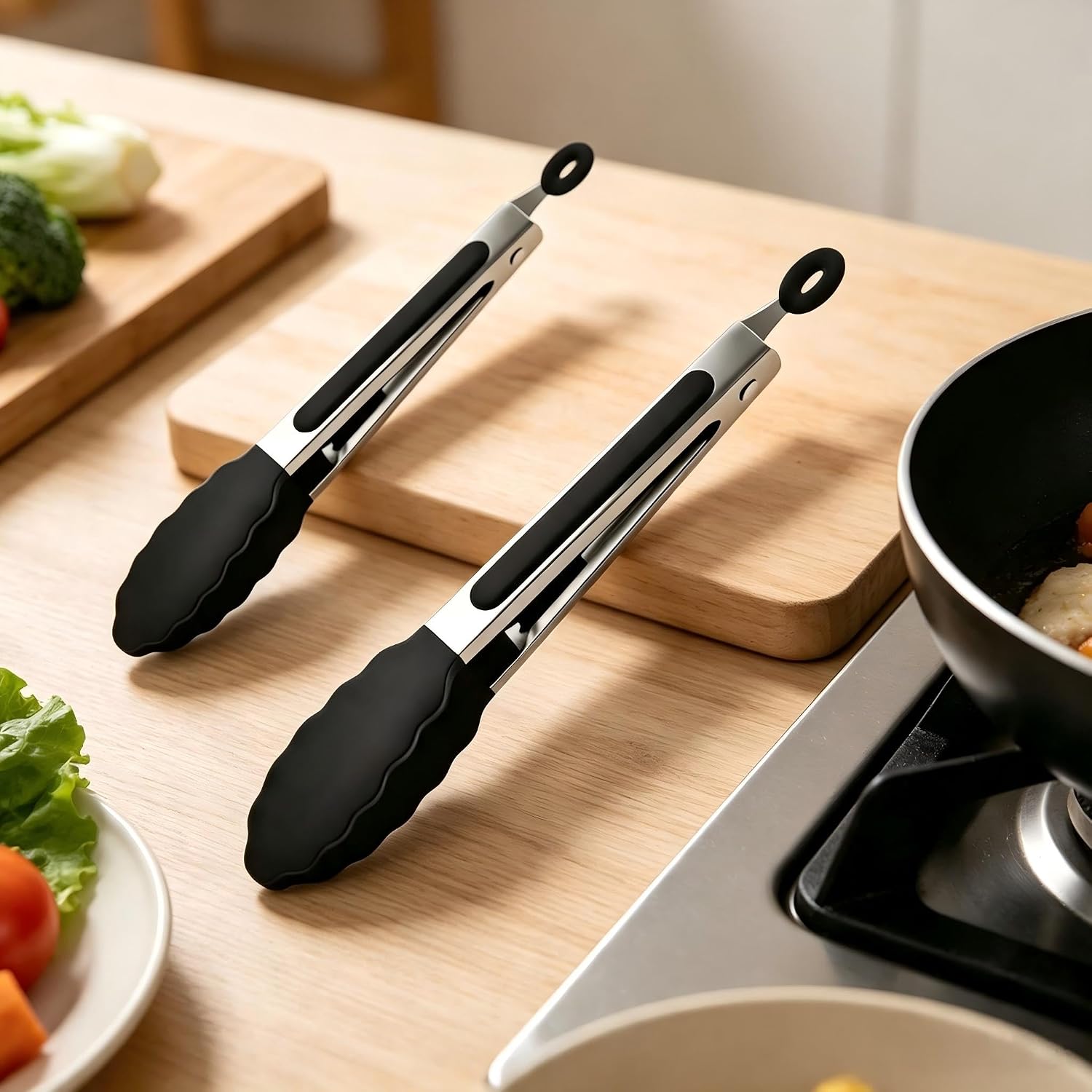 2pcs Tongs for Cooking, Kitchen Tongs, Serving Tongs, Utensil Clamp