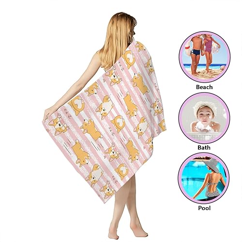 Miniatura 3 de SUNUAN Corgi - Toalla de playa de microfibra de gran tamaño de secado rápido, para regalo, toallas de playa gruesas sin arena, para niños, adultos,