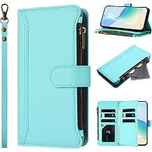 Compatible with Fujitsu Arrows Be F-04K,Compatible with Fujitsu Arrows Be F-04K Flip Kickstand Zipper Wallet, Multiple Card Slots, Short Lanyard, Protective Case Green2
