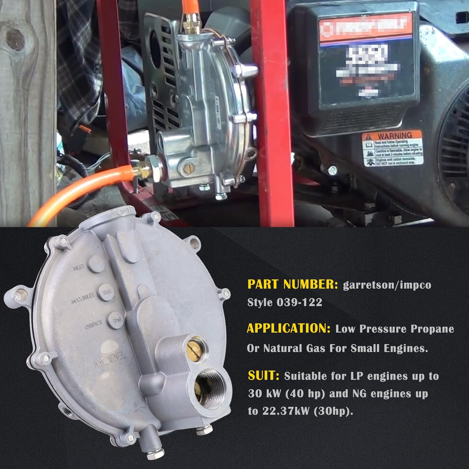 Dokili Low Pressure Regulator Kn 039-122 G.arretson Style Converter Natural Gas Lp for Small Engines Manual Primer