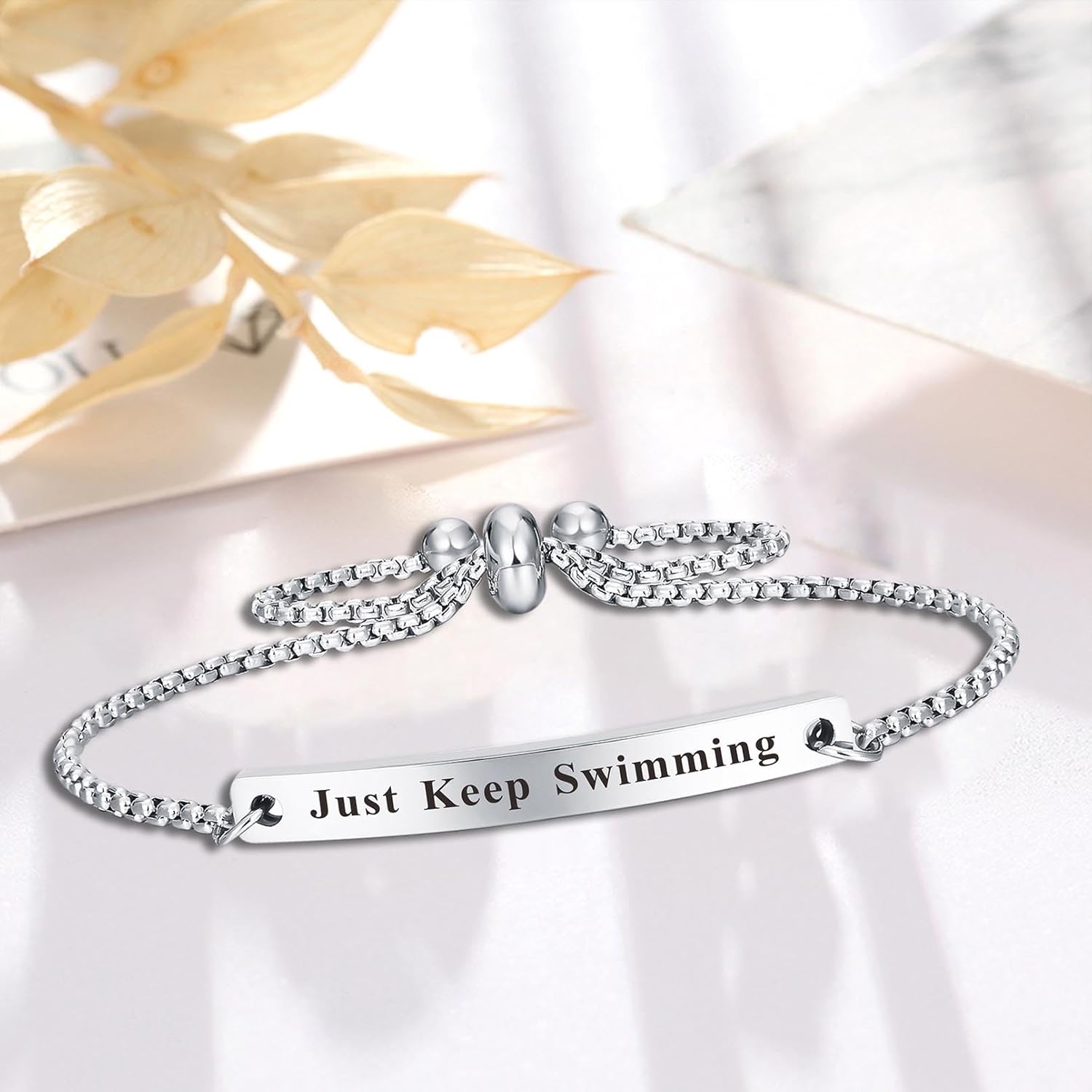 Jzxwan Just Keep Swimming Birthday Valentines Day Bracelet Inspiration Gifts for Women Swimmer Jewelry - Image 5