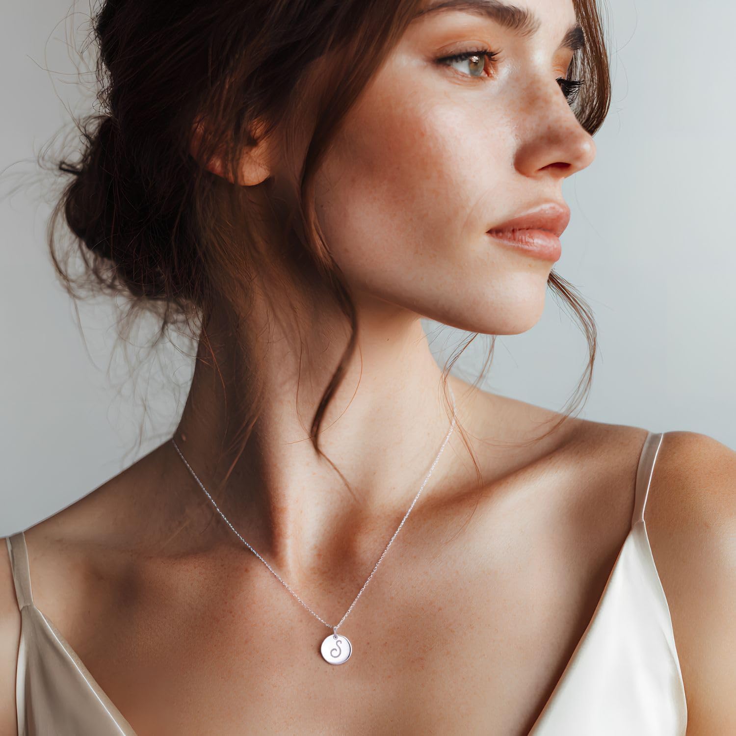 Initial Necklaces for Women 925 Sterling Silver Necklaces Dainty Letter Round Coin Disc Pendant Gold Silver Necklace Trendy Jewelry - Image 4