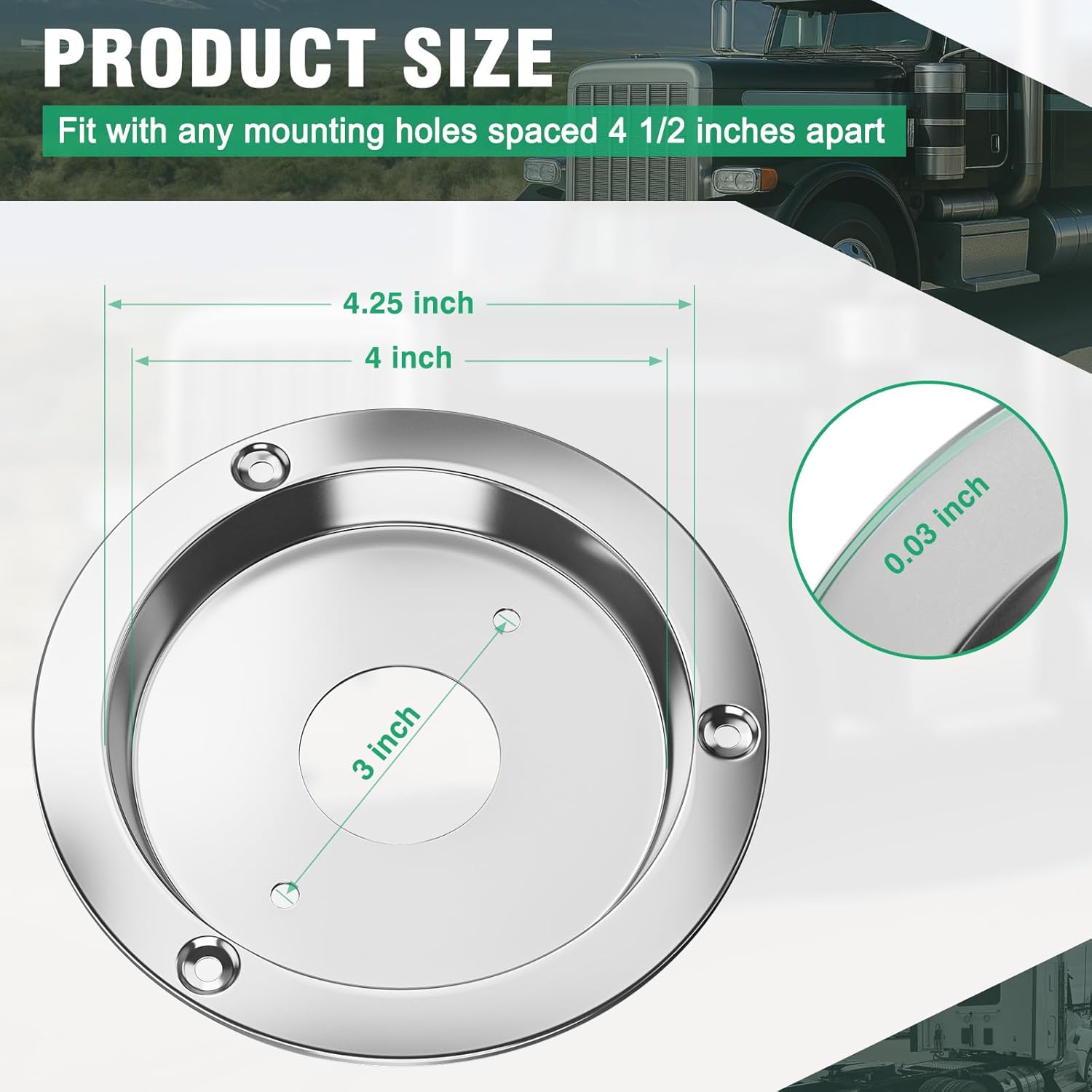 HOCHO Watermelon Lights Bracket, Stainless Steel Watermelon Lights Bezel Fit for Any 4 1/4'' Hole, Stainless Steel for Truck RV Trailer Tail, 4 PCS