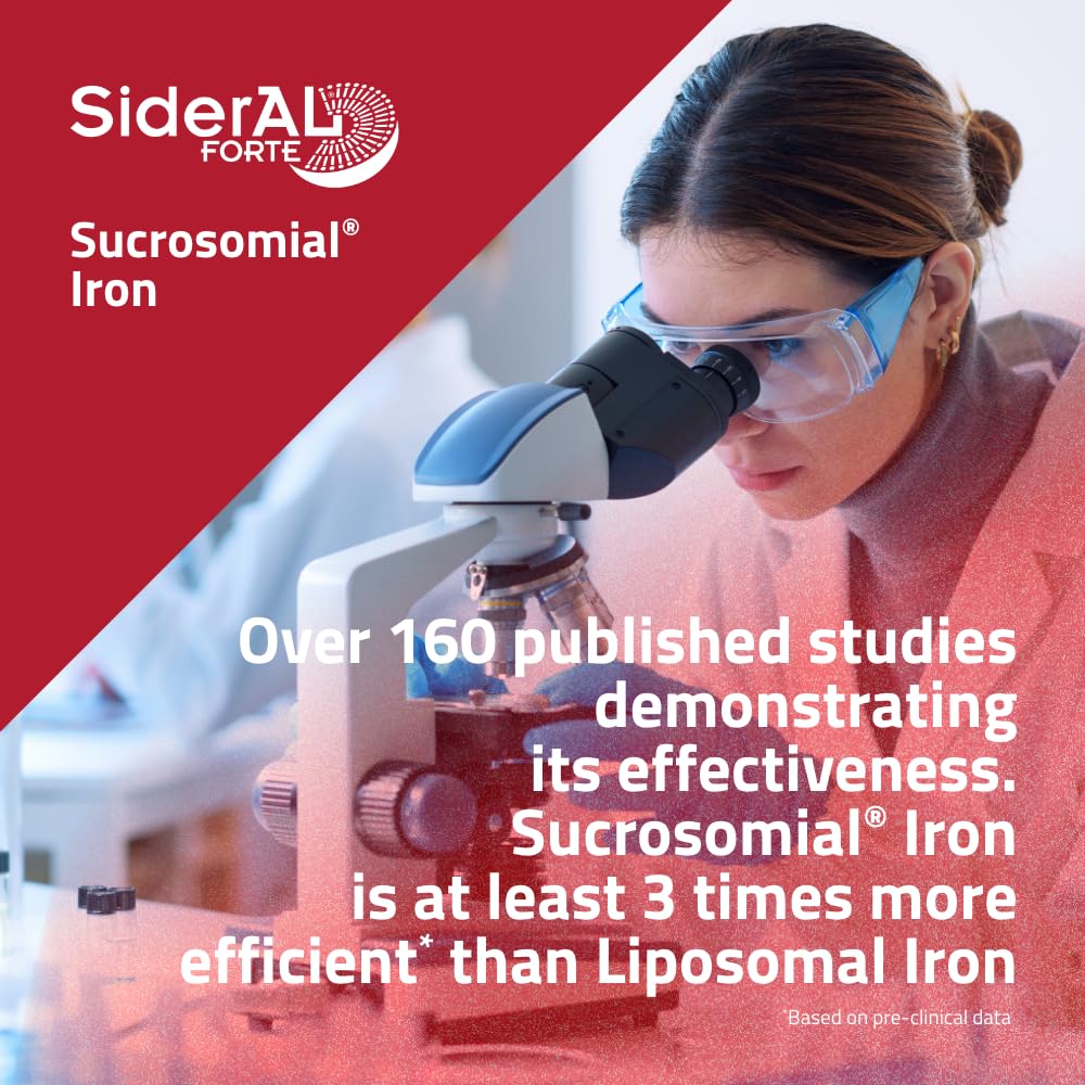 Sideral Forte 20 Capsules - Sucrosomial Iron plus Vitamin C Food Supplement for Adults to Support Normal Red Blood Cell Formation, Oxygen Transport and Reduced Tiredness
