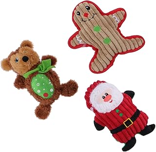 ABOOFAN 3pcs Christmas Dog Toy Stuffed Puppy Toys Lifetime Dog chew Toys pet Interactive Plaything Dog Squeak Toys Holiday Puppy Toys themberchaud Plush Christmas Dog Chew Toy Baby Kitten