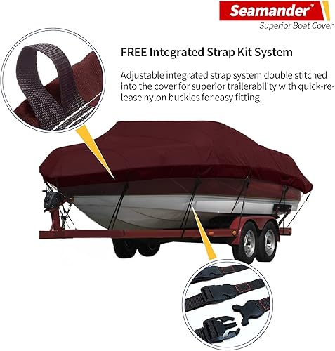 Miniatura 5 de Cubierta Seamander para lancha, resistente e impermeable para casco en V, de tres cascos, para pesca, esquí, estilo profesional para poca