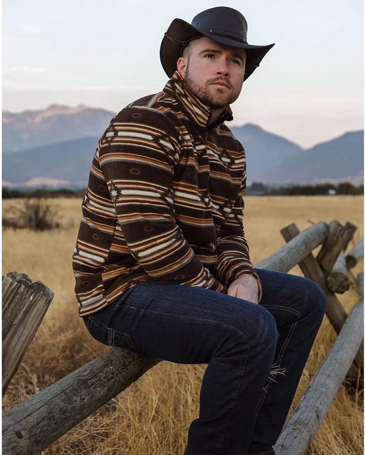 Outback Trading Company Men's 42210 Colt Henley Fleece Quarter Zip Long Sleeve Western Pullover with Hip Pockets - Image 2