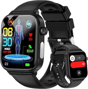 Smart Watch for Men Women Answer/Make Calls, 1.96" HD Screen Fitness Watch with Blood Pressure/Heart Rate/Sleep/Body Temperature/Stress Monitor