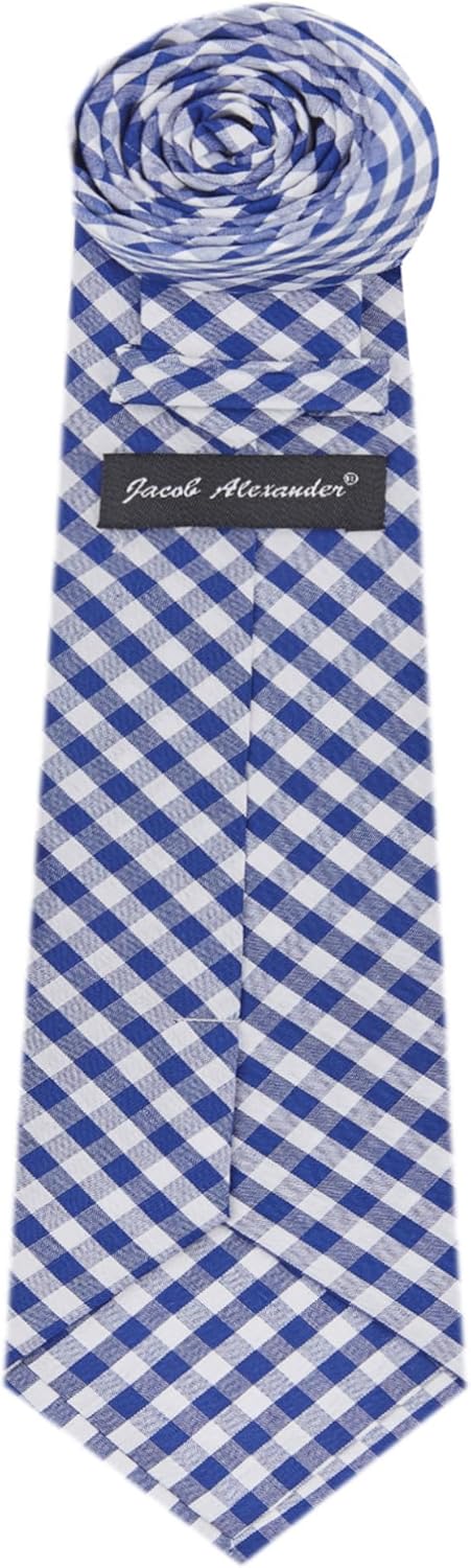 Jacob Alexander Men's Gingham Checkered Pattern Neck Tie