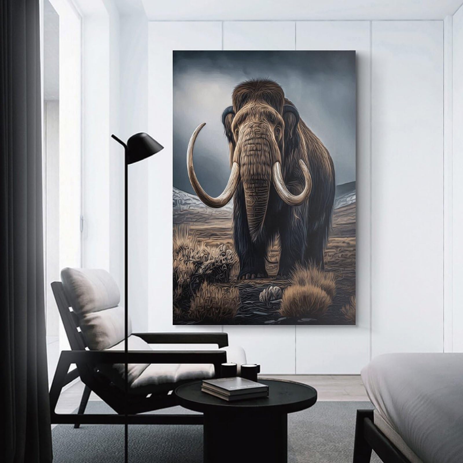 Junmoney Unframe-Style-7 Prehistoric Mammoth Painting Canvas Wall Art 16X24inch(40X60cm), For Workspace Walls, Study Corners Or Bedrooms, Wall Art That Adds Style To Work Areas
